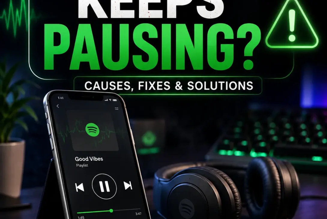 Spotify keeps pausing while playing music on a smartphone