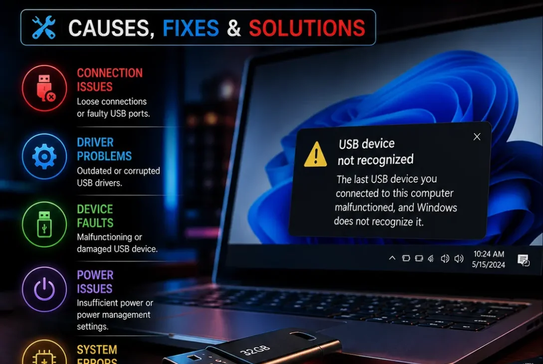 USB device not recognized in Windows 11 troubleshooting guide