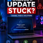 Windows 11 update stuck at 99 percent on a laptop