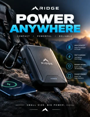Ridge Power Bank with MagSafe charging, built-in cables and kickstand