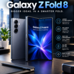 Samsung Galaxy Z Fold 8 showing its foldable display and dual camera system