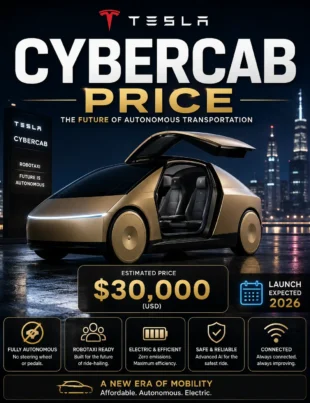 Tesla Cybercab price and autonomous robotaxi in 2026
