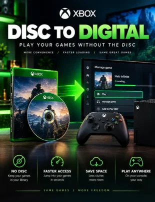 Xbox disc to digital feature for converting physical Xbox games