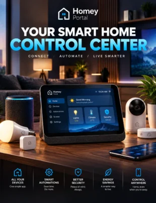 Homey Portal smart home controller with touchscreen and rotary ring