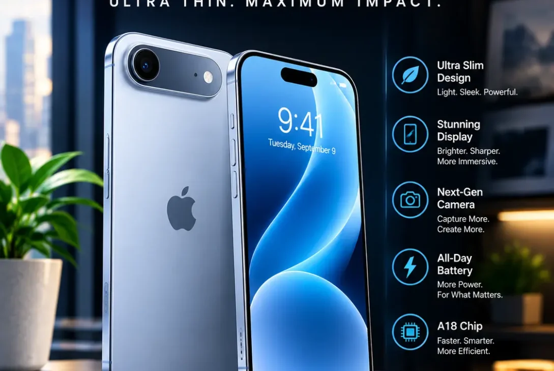 iPhone 18 Air 2027 showing its thin design, display and camera