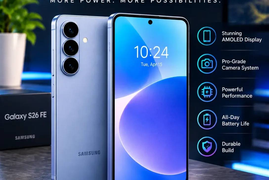 Samsung Galaxy S26 FE smartphone with 120Hz AMOLED display