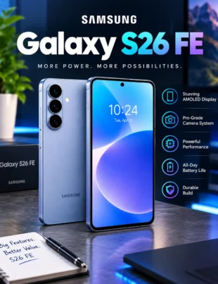 Samsung Galaxy S26 FE smartphone with 120Hz AMOLED display