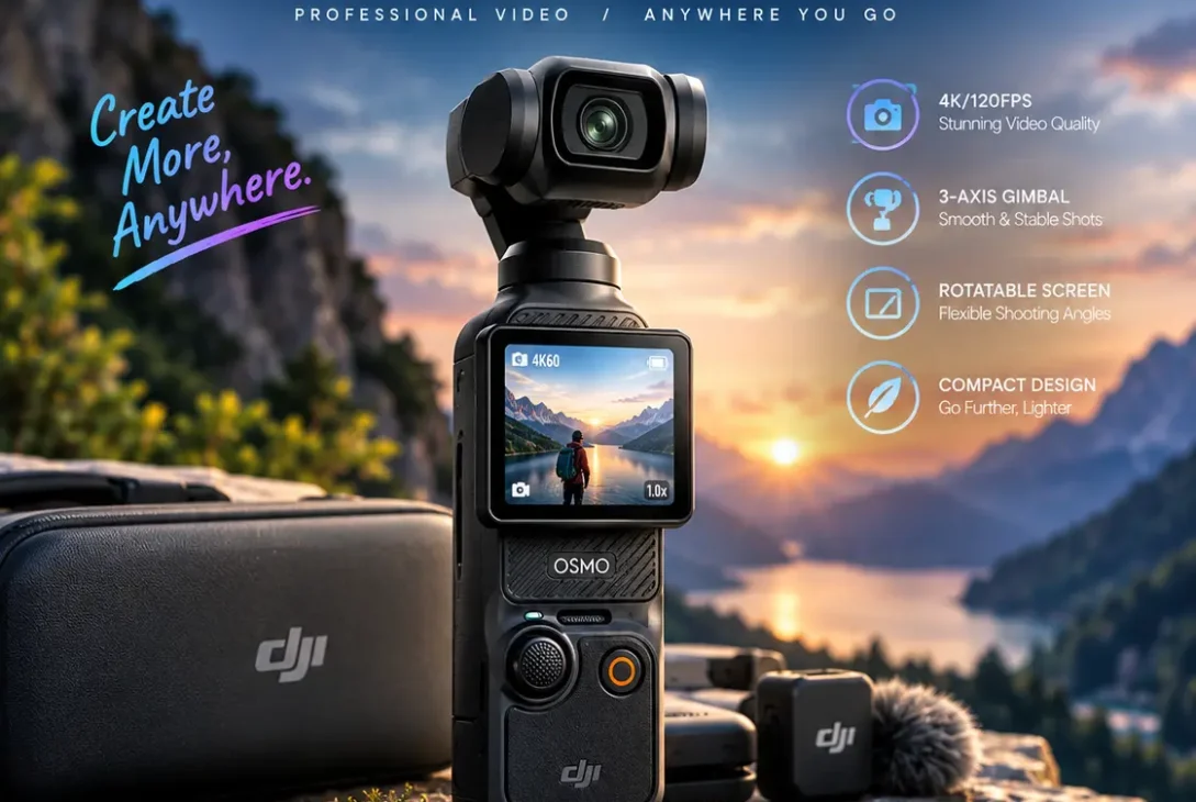dji pocket 3 compact gimbal camera for vlogging and travel