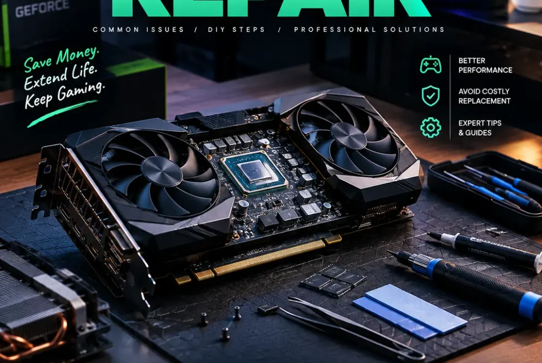 GPU repair troubleshooting a graphics card on a desktop PC