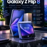 samsung z flip 8 foldable smartphone showing its compact flip design
