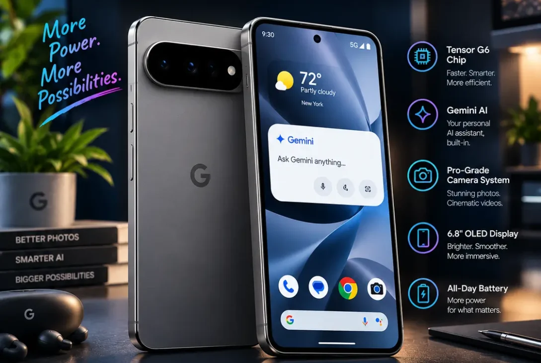 Google Pixel 11 Pro XL smartphone showing its large display and triple camera system