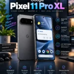 Google Pixel 11 Pro XL smartphone showing its large display and triple camera system