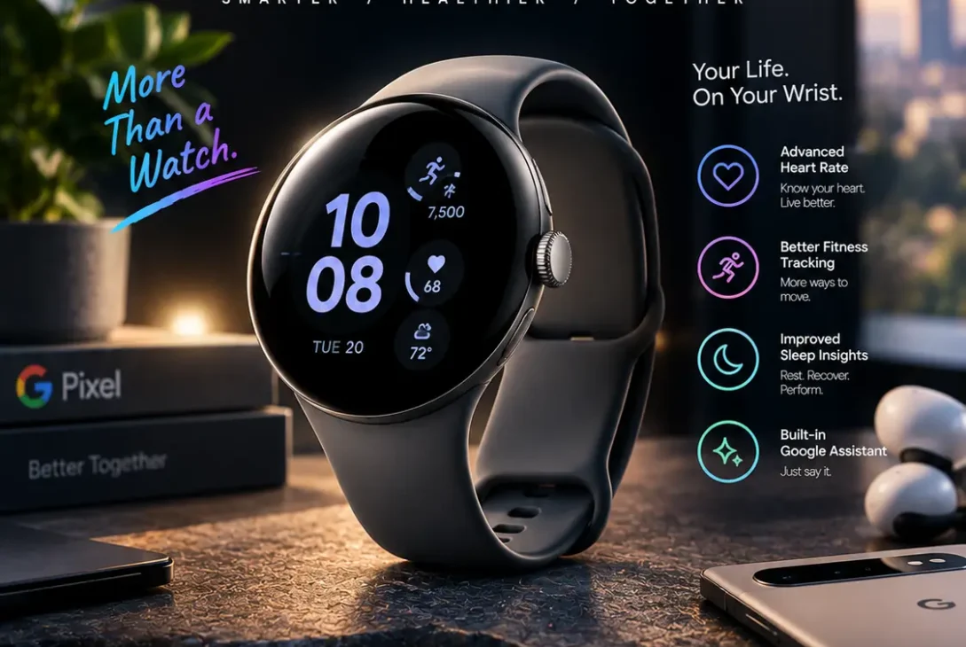pixel watch 3 smartwatch with bright AMOLED display and fitness tracking features
