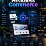 Headless commerce architecture connecting a custom ecommerce storefront with back-end products, APIs, and checkout services