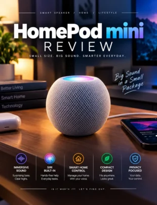 HomePod mini review showing Apple's compact smart speaker and its colourful design