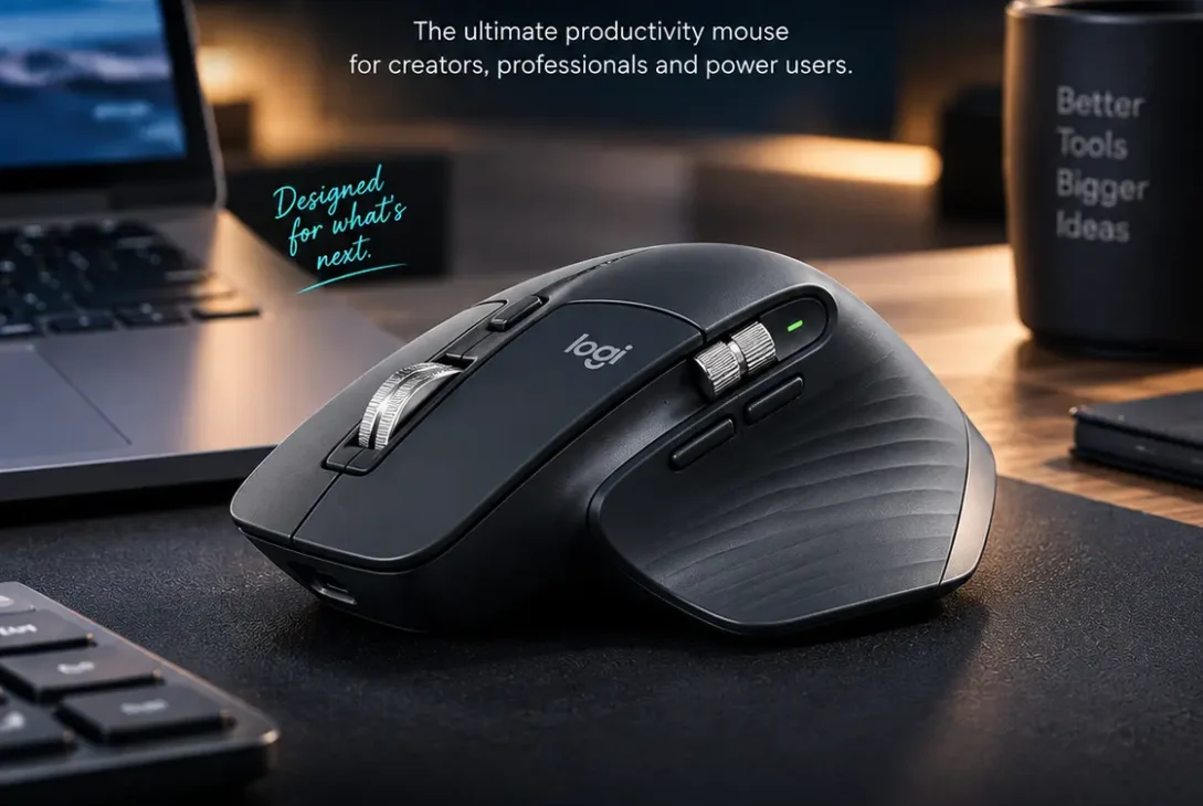 Logitech MX Master 3S wireless productivity mouse on a desk