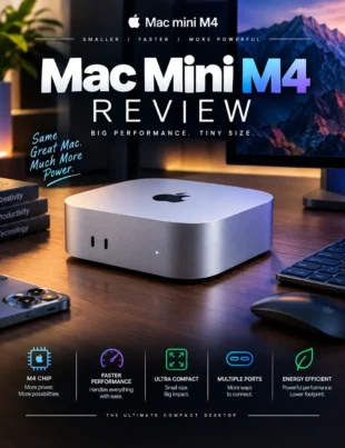 Mac mini M4 compact Apple desktop computer on a workspace