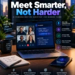 AI meeting assistant creating meeting transcripts, summaries, and action items on a laptop