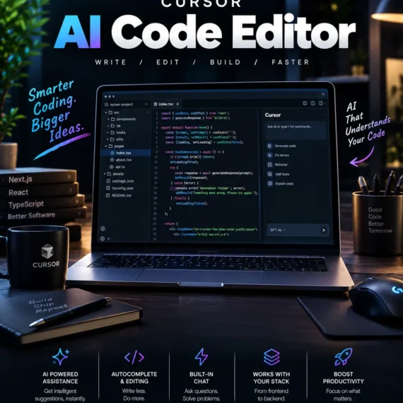 Cursor AI code editor with AI coding agent working on a software project