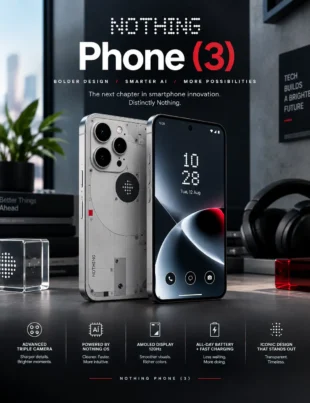 Nothing Phone 3 smartphone with Glyph Matrix and AMOLED display
