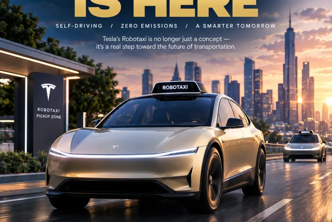Tesla Robotaxi Cybercab autonomous vehicle on a city street