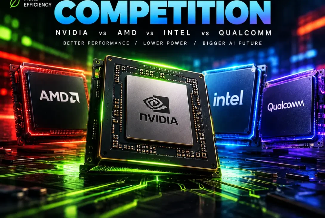 NVIDIA AI chip competition featuring AMD, Google, Amazon, and Microsoft AI processors