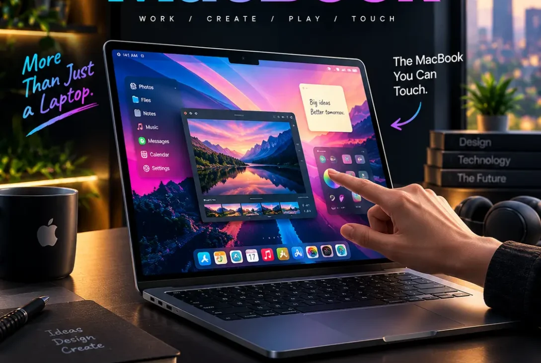 Touchscreen MacBook with OLED display and touch controls