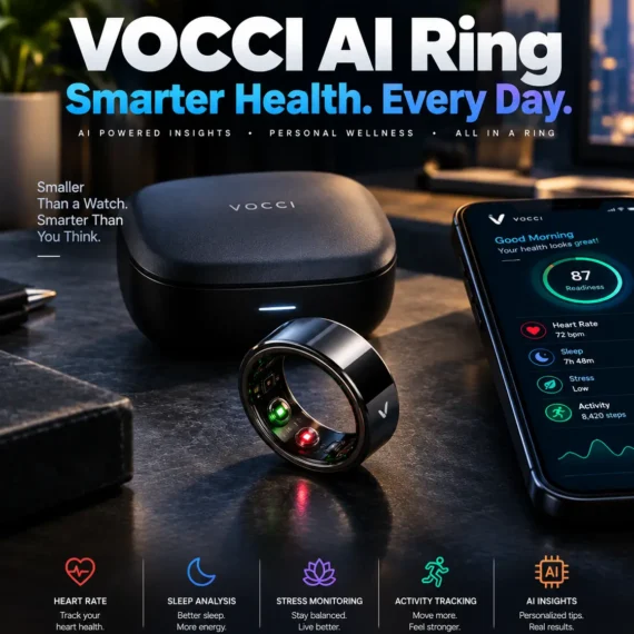 Vocci AI Ring wearable recorder for AI meeting notes and conversation transcription