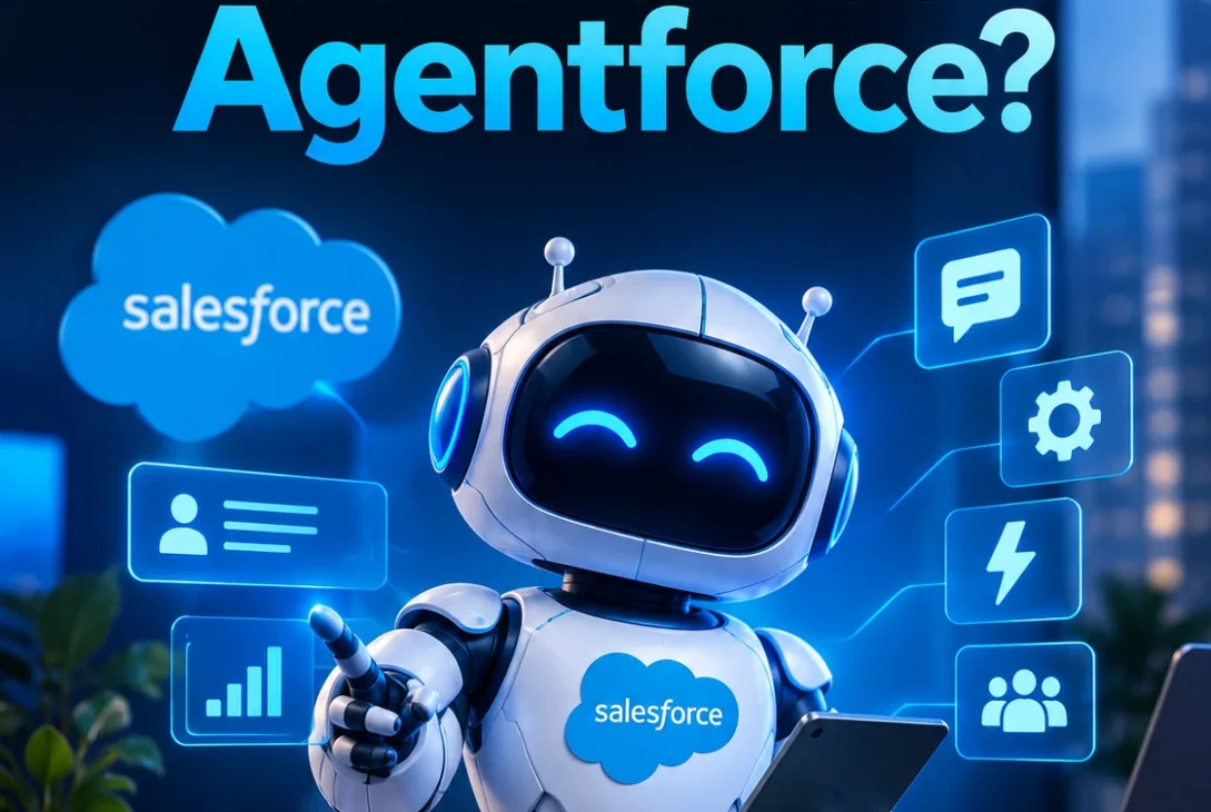 What is Salesforce Agentforce showing an AI agent working with business data
