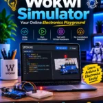 Wokwi simulator showing an Arduino and ESP32 virtual electronics project