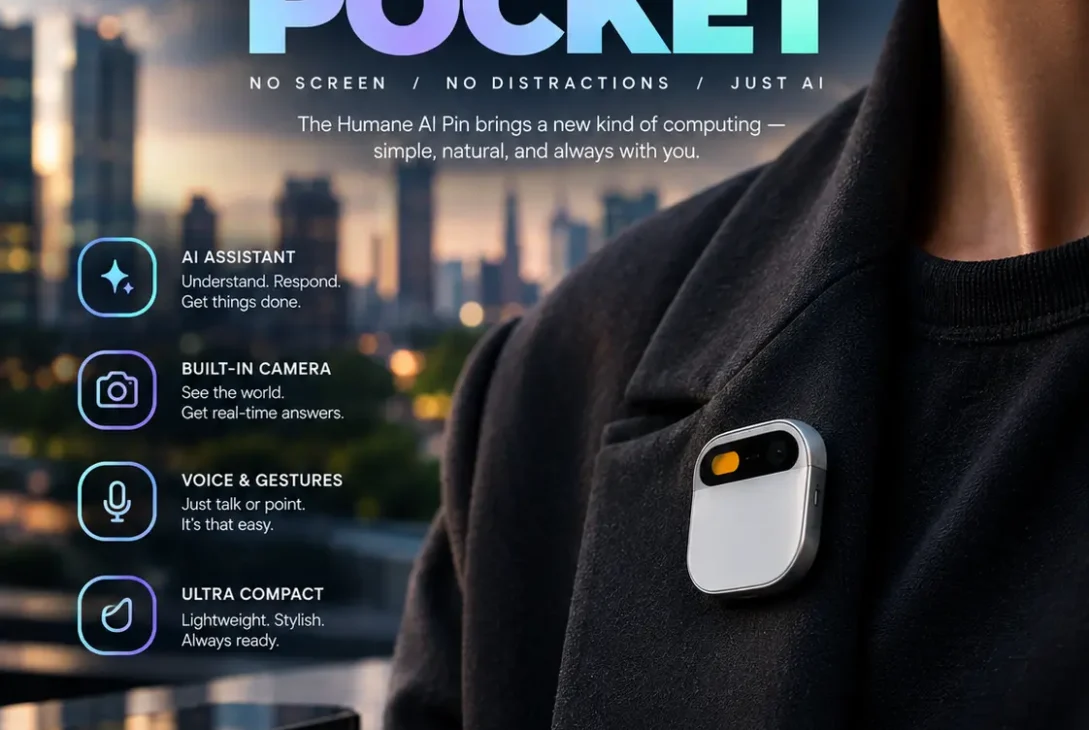 Humane AI Pin wearable AI computer with Laser Ink Display