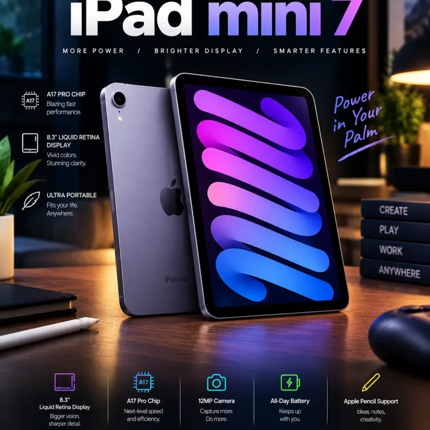 iPad mini 7 compact Apple tablet with A17 Pro chip and Liquid Retina display